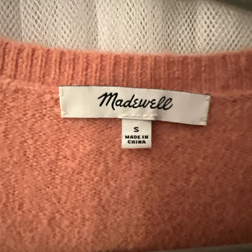 Madewell dusty orange cross front v-neck sweater size Small D1 - Picture 5 of 12